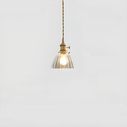 Vintage Gold Clear Glass Adjustable Height Pendant Light