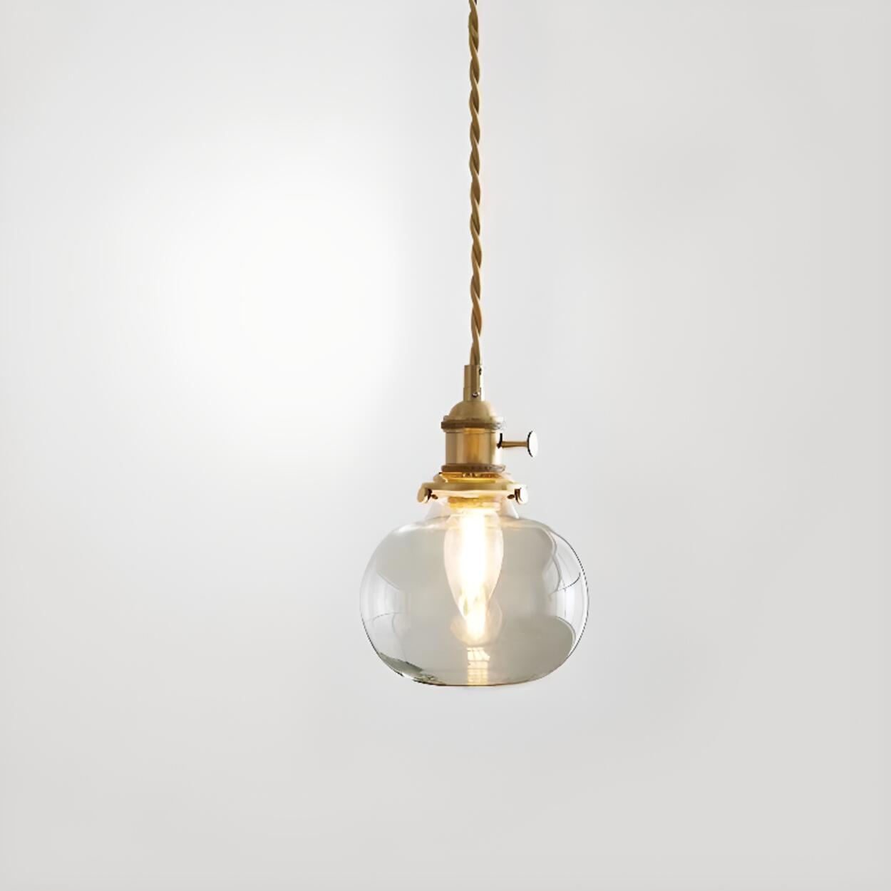 Vintage Gold Clear Glass Adjustable Height Pendant Light