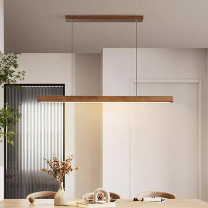 Walnut Wood Rectangular Pendant Light Kitchen Island