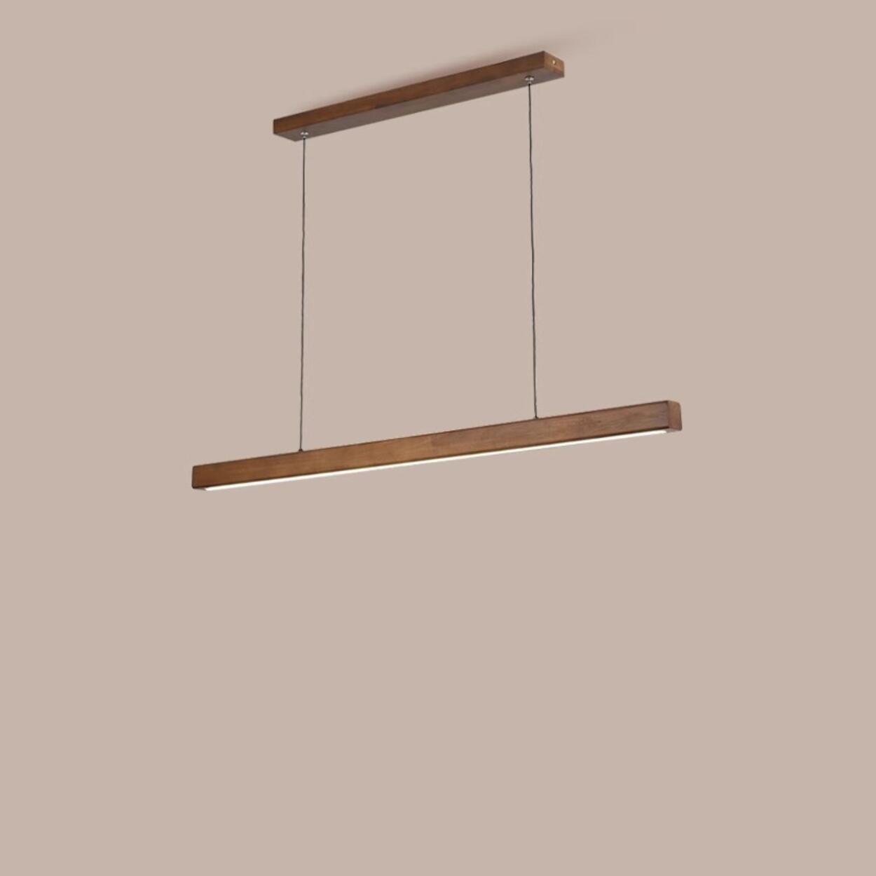 Walnut Wood Rectangular Pendant Light Kitchen Island