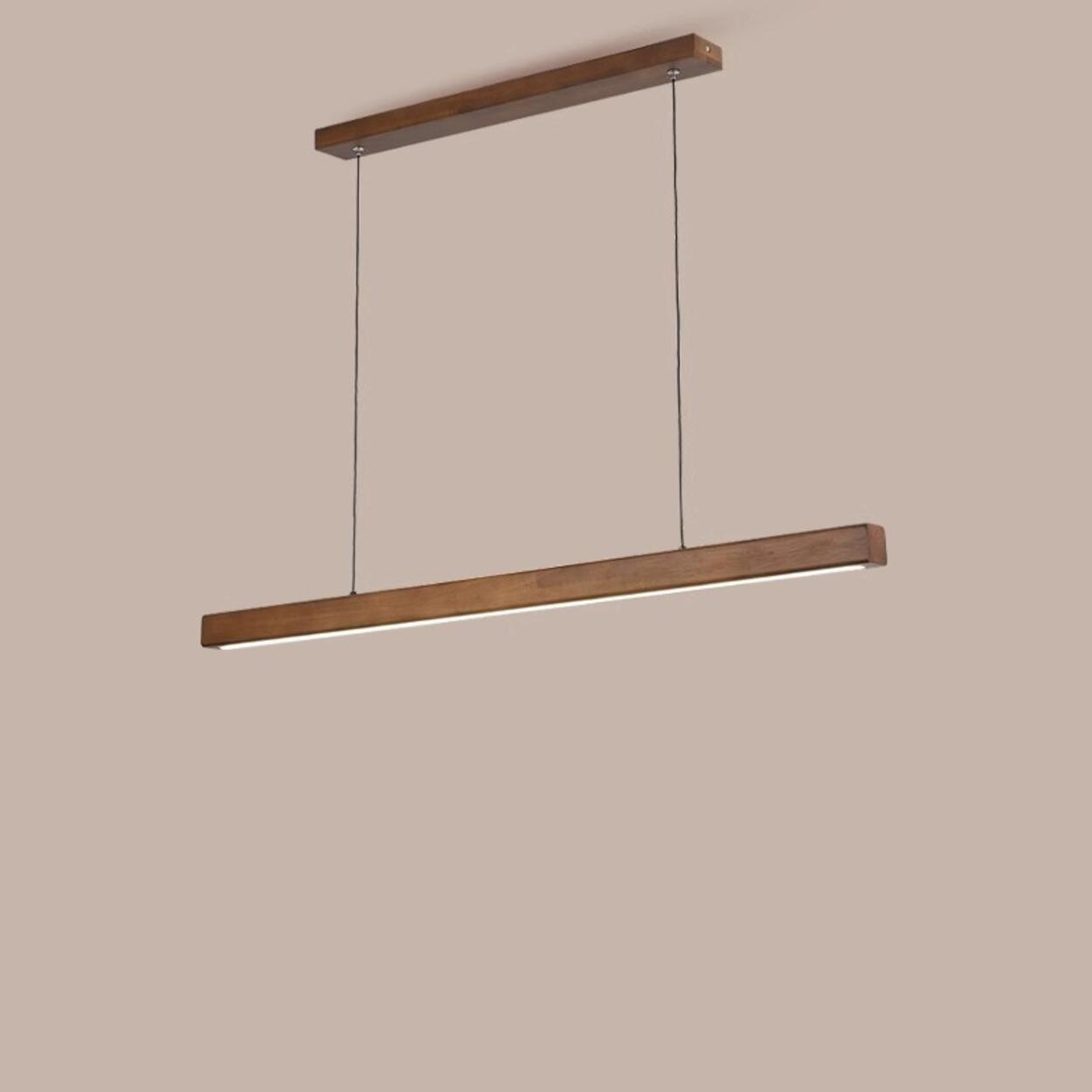 Walnut Wood Rectangular Pendant Light Kitchen Island