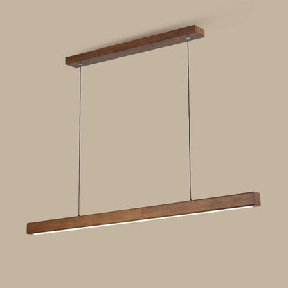 Walnut Wood Rectangular Pendant Light Kitchen Island