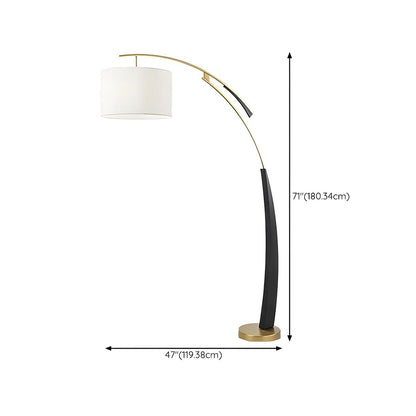 White Cylinder Shade Modern Gold Arc Floor Lamp