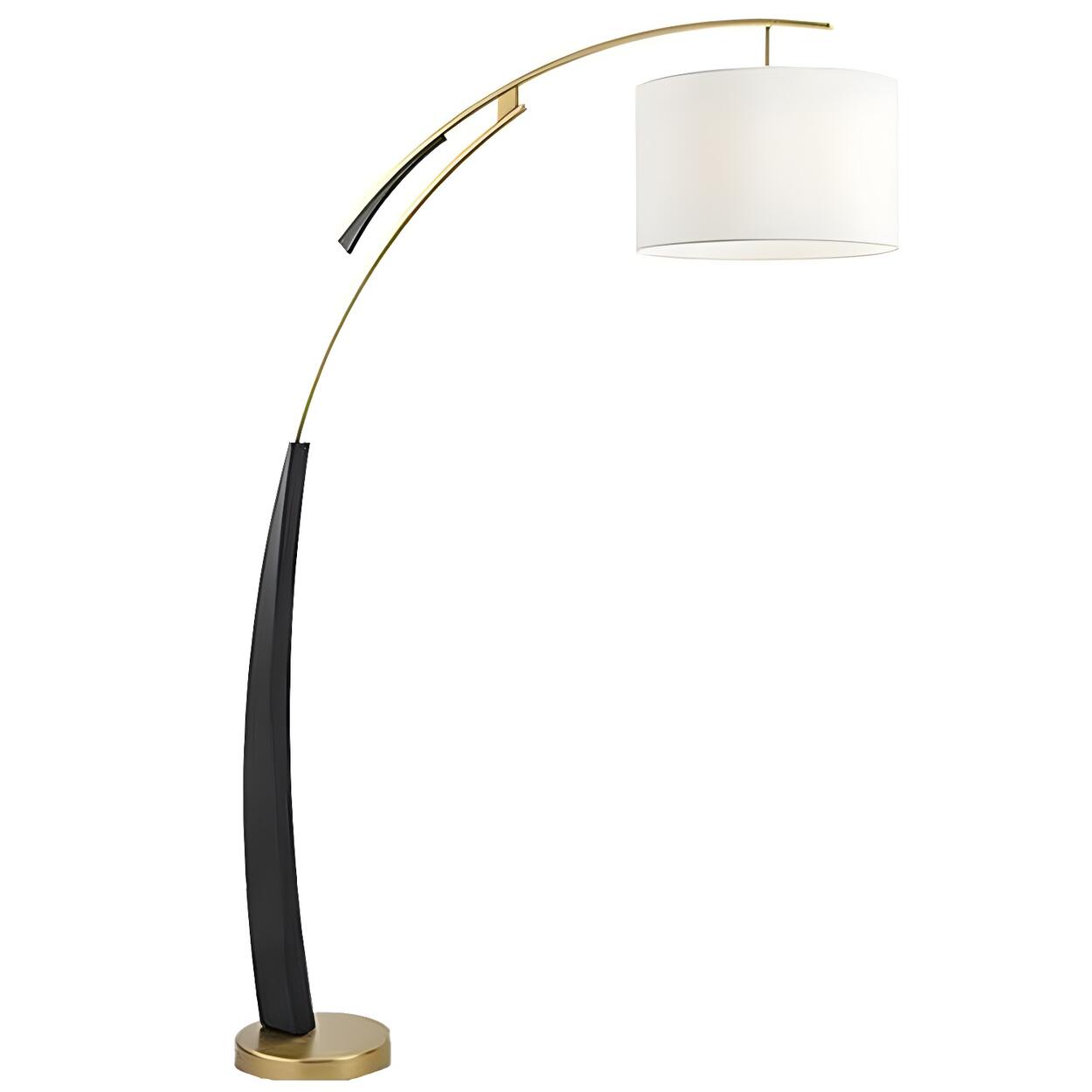 White Cylinder Shade Modern Gold Arc Floor Lamp