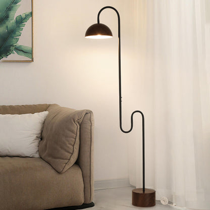 White Dome Shade Minimalist Curved LED Floor Lamp