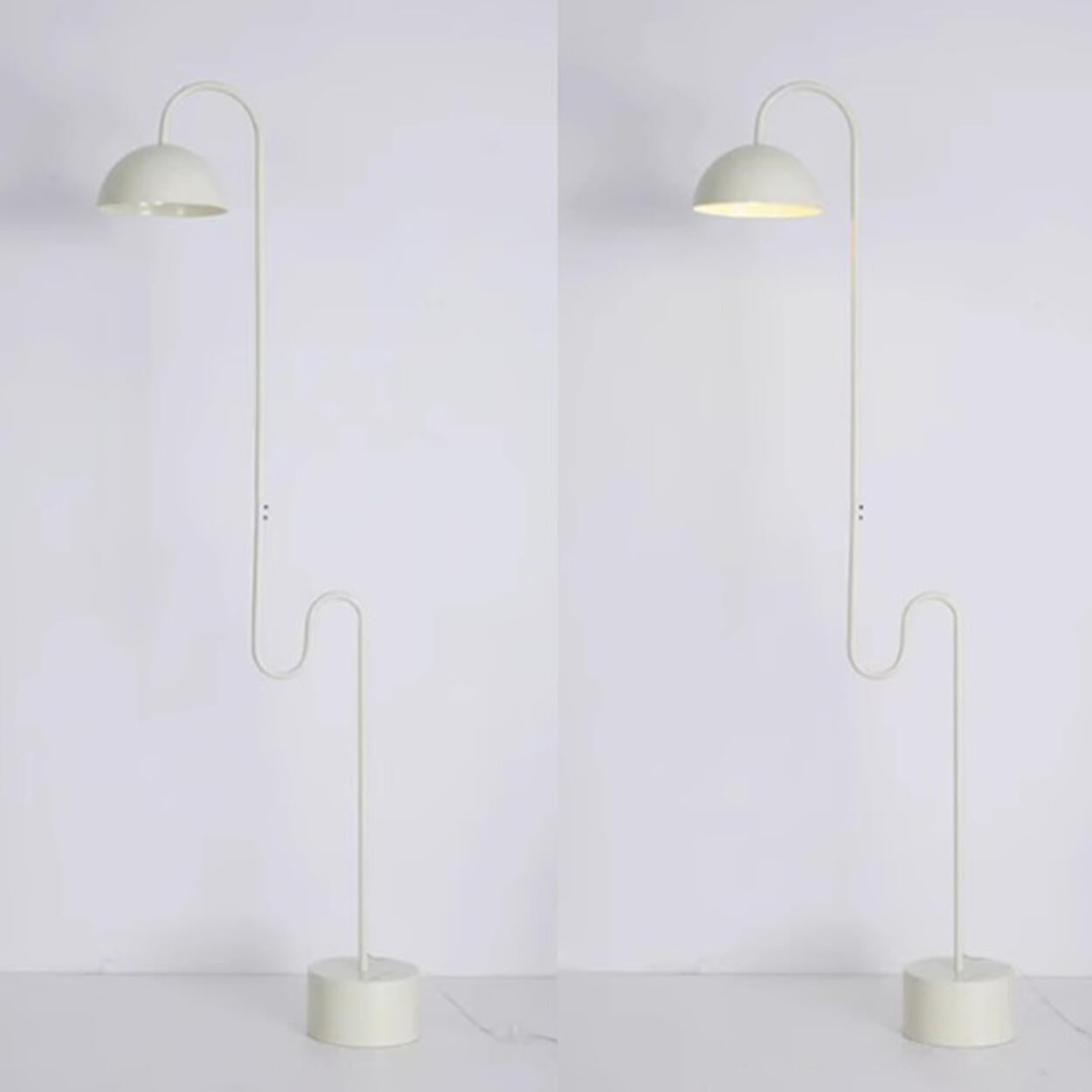 White Dome Shade Minimalist Curved LED Floor Lamp