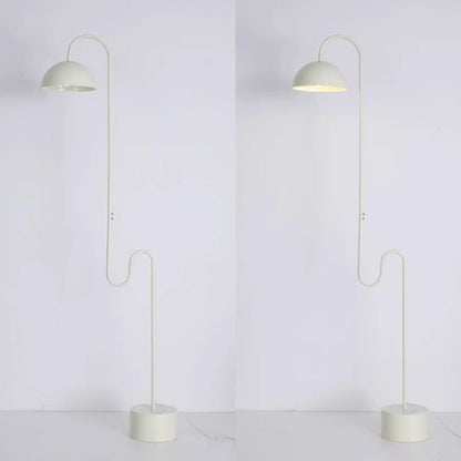 White Dome Shade Minimalist Curved LED Floor Lamp