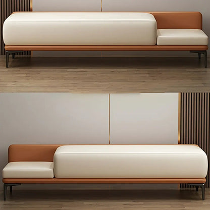 White Orange Faux Leather Upholstered Bedroom Bench