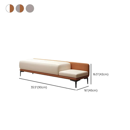 White Orange Faux Leather Upholstered Bedroom Bench