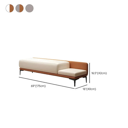 White Orange Faux Leather Upholstered Bedroom Bench