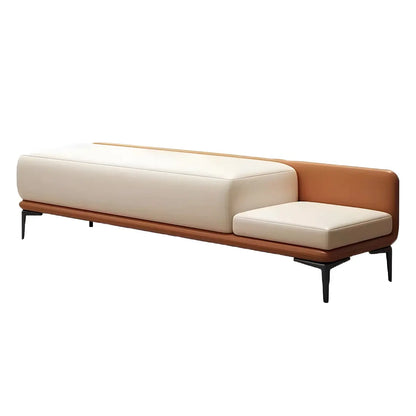 White Orange Faux Leather Upholstered Bedroom Bench