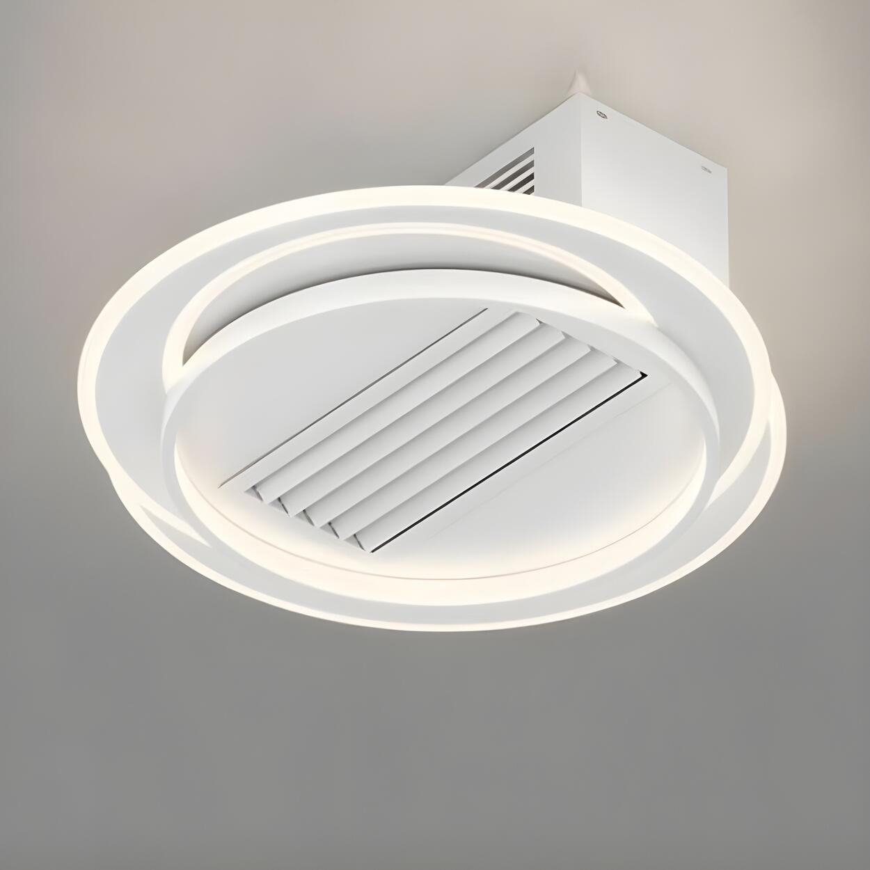 White Simple Dimming Bladeless Ceiling Fan with Light