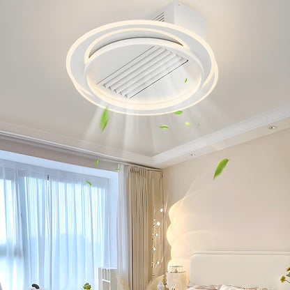 White Simple Dimming Bladeless Ceiling Fan with Light