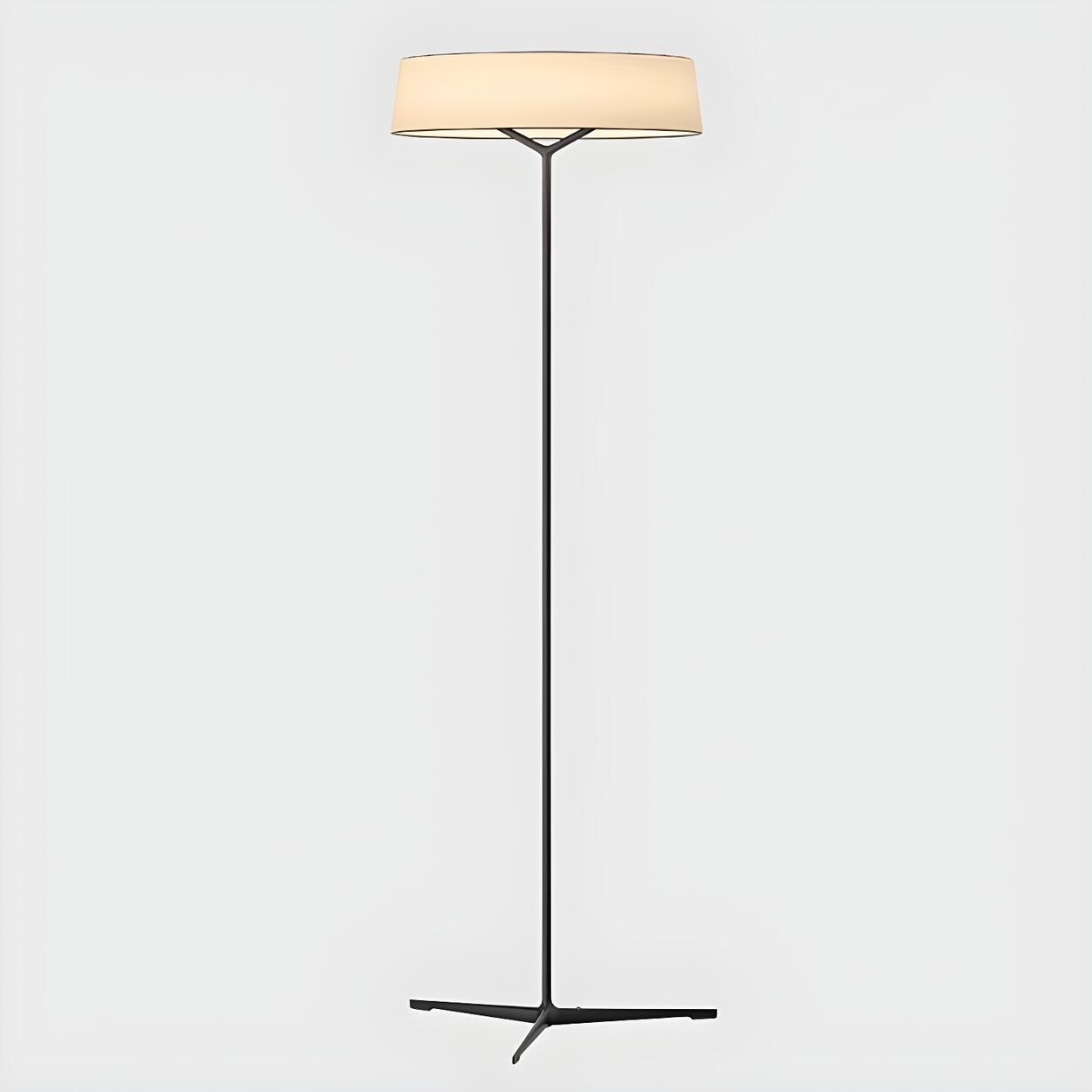 Wide Drum Shade Slim Modern Metal Column Floor Lamp