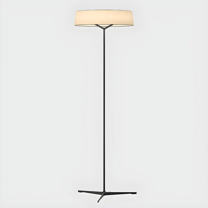 Wide Drum Shade Slim Modern Metal Column Floor Lamp