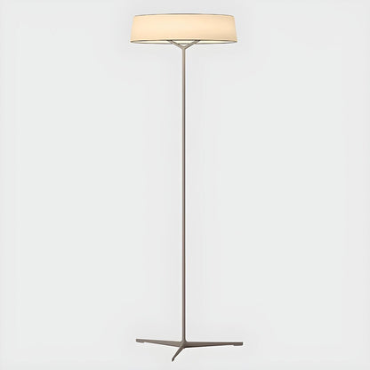 Wide Drum Shade Slim Modern Metal Column Floor Lamp