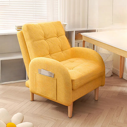 Yellow Cotton Linen Convertible Chair with Storage